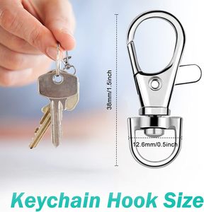 Crochets pivotants premium PCS avec anneaux porte-clés, crochets de porte-clés en métal pour lanières, fermoirs mousquetons pour clés, bijoux, bricolage, artisanat (en pouces et mm) - Product Image 4