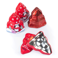 Boîte de Noël personnalisée en métal de qualité alimentaire d'usine pour cadeau paquet de bonbons et de biscuits Grand gâteau de Noël Boîte en fer blanc de Noël rose