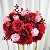 Arrangement romantique de roses rouges en soie, fleurs roses mélangées, bouquet de fleurs artificielles fait main, centre de table pour la Saint-Valentin