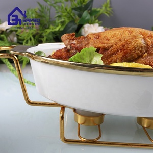 2 pz di lusso Set di piatti da forno in porcellana resistente con placcatura in oro con prezzo competitivo e tempi di consegna veloci - Product Image 5
