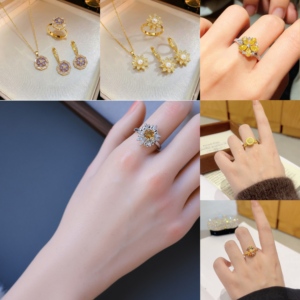 Liontin Berlian Tiga Cincin Set Baja Anti Karat Pria Hip Hop Rantai Sweater Perhiasan Zirkon Kalung Grosir Langsung dari Pabrik - Product Image 4