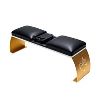 Repose-bras professionnel antidérapant de luxe en acier inoxydable doré avec coussin en cuir PU pour salon de manucure et usage domestique
