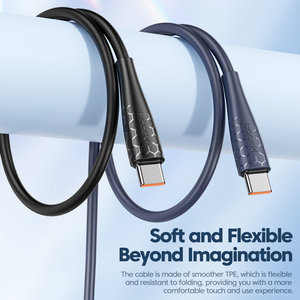 Toocki 100W Yüksek Güçlü Hızlı Şarj TPE USB C - USB C Kablosu 6 Telli Bakır Özlü Tip C Şarj Kablosu Dizüstü Bilgisayar Telefon için - Product Image 3