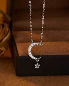 Kalung bulan liontin perhiasan wanita, Kalung perak murni 925 zirkon, kalung bulan dan bintang untuk wanita - Product Image 6