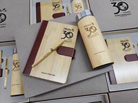 Umwelt freundliches Hardcover-Notizbuch Hochwertiges Drucken Logo Tagebuch Tagebuch Notizbuch Bambus Holz abdeckung Notizbuch Geschenkset Box
