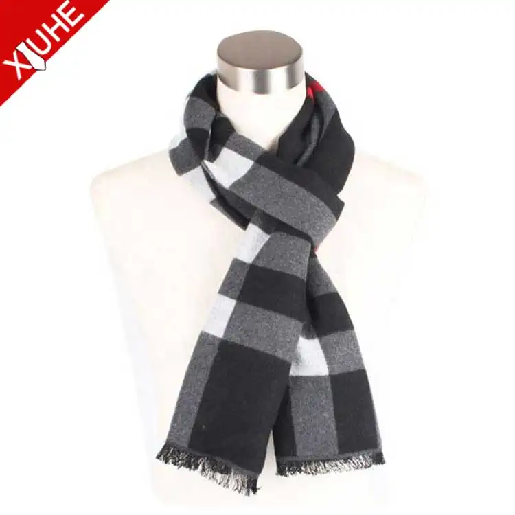 Оптовая продажа, новый мужской длинный клетчатый шарф, шаль, зимний толстый мягкий акриловый шарф с кисточками