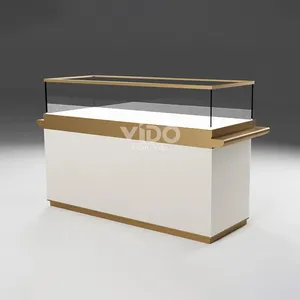 High End ahşap cam ekran sayaç kabine takı dükkanı için iç tasarım takı dükkanı kabine ekran sayacı mağaza vitrin