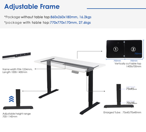 Bureau debout électrique moderne à moteur unique 2SABR2(D), ergonomique, personnalisable, pour le travail au bureau, réglable en hauteur, table élévatrice 70 kg - Product Image 5