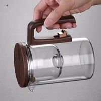 Théière magnétique en verre borosilicate de haute qualité, style le plus récent et populaire, avec infuseur à thé et poignée en bois, 520ml/720ml, pour la préparation du thé et de l'eau séparés, qualité alimentaire