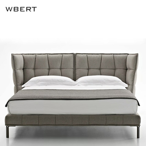 Wbert เตียงนอนคู่แบบเรียบง่ายทำจากผ้าอิตาเลี่ยนยาว1.7เมตร, เตียงสไตล์นุ่มทำจากไม้เนื้อแข็ง - Product Image 3