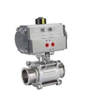 วาล์วน้ำแบบเปิด-ปิดเร็ว ระบบลมนิวเมติก แบบรวมทุกอย่างในหนึ่งเดียว ไม่มีช่องว่าง ไม่เกิดการสะสมของสิ่งสกปรก ดีไซน์สามชิ้น ขนาด <span class=keywords><strong>1</strong></span>/2"-4" รองรับ OEM - Product Image 2