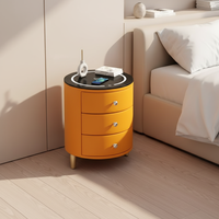 Table de chevet intelligente ronde de luxe légère YISI 2026 hautement recommandée avec éclairage LED et armoire de rangement