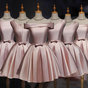 Robe courte rose de demoiselle d'honneur, nouveau style été 2026, robe de sœur, robe de soirée pour demoiselle d'honneur, mini-robe d'hôtesse - Product Image 2