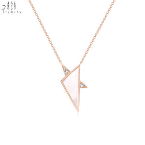 Latest Products Wholesale Shiny Natural Diamonds Necklace Jewelry 18K Solid Rose Gold White Mother-of-Pearl Pendant Necklace - Product Image 1