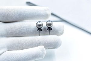 Elegant Handmade 10mm Sterling Silver Pearl Bedded Post <b>Stud</b> 925 Silver Jewelry <b>Earrings</b> - Product Image 5