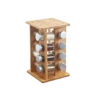 Étagère à épices pliable en bambou avec quatre niveaux, organisateur de rangement multifonctionnel pour les bouteilles d'épices