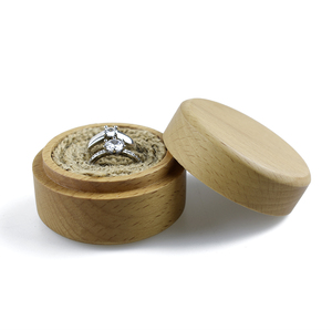 Beech wood round ring box , wooden jewelry box for ring/gift storage