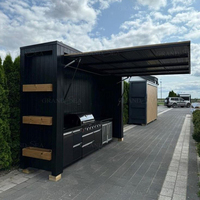 Ganzjahres-Outdoor-Küchenschrank-Pergola aus 304 Edelstahl, wetterfeste BBQ-Insel mit Grill, Spüle und Kühlschrank für den Garten
