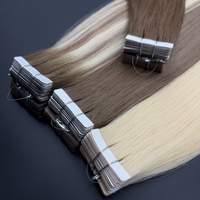 Extensions de cheveux invisibles à bandes adhésives, cheveux vierges européens bruts, lisses, double épaisseur, qualité supérieure, prêtes à être expédiées