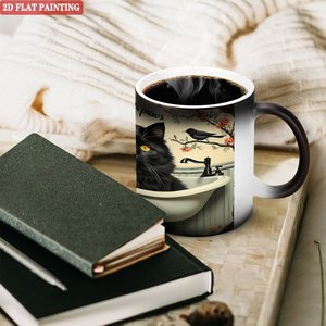 Mug en céramique noir givré de 11 oz, sublimation, tasse à café magique sensible à la chaleur - Product Image 3