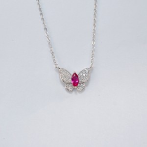 925 silver cultivated ruby butterfly pendant necklace - Product Image 1