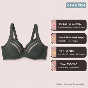 Reggiseno in Pizzo Plus Size per Donne, con Ferretto, Copertura Completa, Push-up, Sexy, Comodo <span class=keywords><strong>e</strong></span> Traspirante per Uso Quotidiano - Product Image 5
