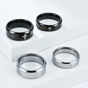 Trendy and stylish minimalist tungsten steel men's <b>rings</b>, popular in Europe and America, perfect for <b>couples</b>. Tungsten steel eng - Product Image 1