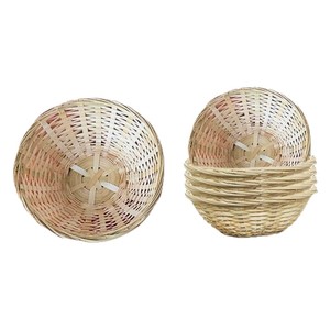 Panier de rangement rond en bambou tressé à la main pour fruits et légumes, usage cuisine, couleur naturelle - Product Image 5