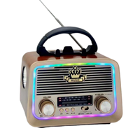 Eletree YG-1085MINI Retro Mini Tragbarer Solar-BT-Lautsprecher mit Disco-LED, AM/FM/SW 3-Band-Radio und LED-Taschenlampe
