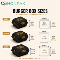 Ensemble d'emballages pour la restauration rapide personnalisés, boîte à hamburger en papier de qualité alimentaire, gobelet à frites, sac en papier pour la restauration à emporter HONPAK