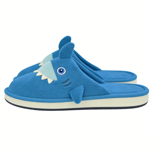 Pantuflas de tiburón personalizadas para niños, pantuflas de tiburón azul para casa, pantuflas de tiburón de peluche para niños, pantuflas de tiburón de dibujos animados con punta abierta - Product Image 2