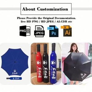 ร่มพับ 3 ตอน แบบกำหนดเองจากโรงงาน รับผลิตแบบ OEM ODM สำหรับโฆษณา ใช้ได้ทั้งวันฝนตกและวันแดด ร่มพับรูปขวดไวน์ สำหรับของขวัญทางธุรกิจและการเดินทาง - Product Image 4