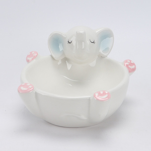 Maceta <span class=keywords><strong>de</strong></span> Cerámica Blanca con Forma <span class=keywords><strong>de</strong></span> <span class=keywords><strong>Elefante</strong></span>, Orejas Azules y Patas Rosadas Sonrientes, Adorable Porta Plantas con Forma <span class=keywords><strong>de</strong></span> Animal para Decoración del Hogar - Product Image 5