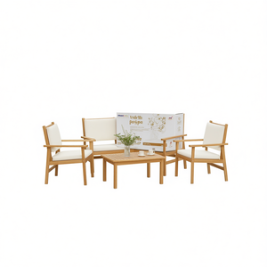Set Divano da Giardino in Teak 47.24 X 25.79 X 31.10 Pollici, Elegante Collezione di Mobili da Esterno in Legno Massello Resistente alle Intemperie - Product Image 1