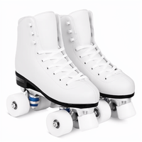 Patins à roulettes ajustables pour femmes et hommes, en PU, double rangée, classiques, en cuir premium, blancs, pour intérieur et extérieur