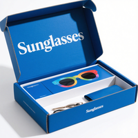 Boîtes d'emballage cadeau pour lunettes et lunettes de soleil, personnalisables avec logo, recyclables, auto-érectables, en carton ondulé avec pelliculage mat, forme sur mesure