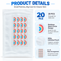 Patchs Hydrocolloïdes Anti-Boutons Arc-en-Ciel Colorés en Demi-Cercle, Pack de 20 Pièces, Forme Personnalisée, Emballage avec Logo, Vente en Gros Directe Usine OEM ODM
