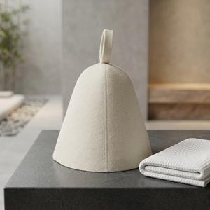Chapeau de sauna de luxe en feutre de laine couleur personnalisée, directement de l'usine, doux, réutilisable, avec protection des oreilles, pour adultes, idéal pour hôtels et spas - Product Image 5