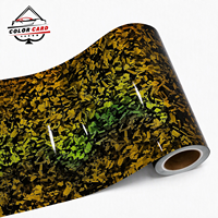 Film de protection de voiture PET changeant de couleur, fibre de carbone holographique or 8MIL, protection UV IR, rouleau pour intérieur de véhicule