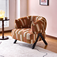 Fauteuil en bois massif de style nordique moderne avec revêtement en tissu - Chaise de salon et de chambre à coucher