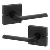Poignée de porte intérieure Lisbon, noir mat, réversible, avec bouton-poussoir sans clé, pour salle de bain et chambre, garantie à vie