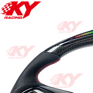 พวงมาลัยรถยนต์แบบสปอร์ตคาร์บอนไฟเบอร์ LED แบบกำหนดเองสำหรับ Audi RS6 RS5 RS4 B8 B9 S4 S5 S6 A3 A4 A5 Q5 Q6 Q4 S6 TTRS - Product Image 2