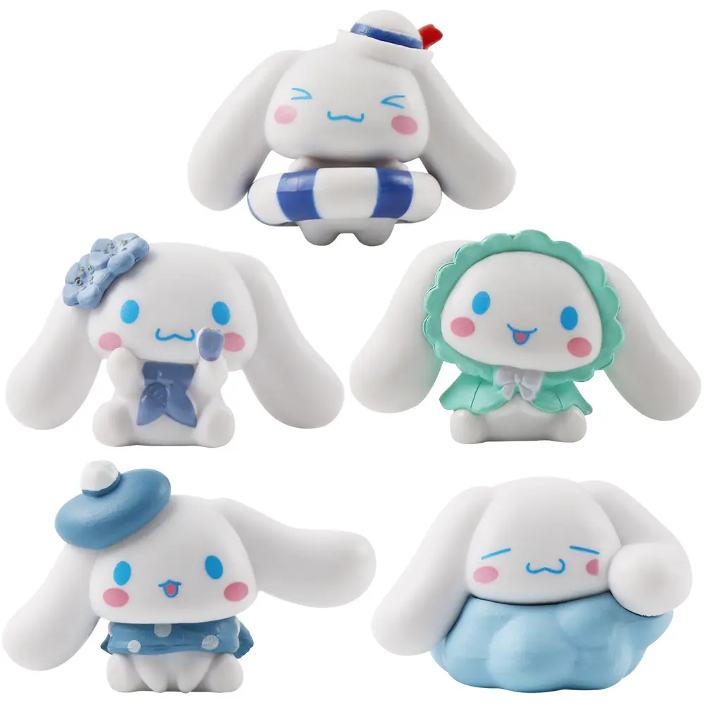 Ruunjoy Kawaii Pvc Anime Figuur Melodie Cinnamoroll Kawaii Pop Cartoon Model 5 Stuks Decor Ornamenten Speelgoed Geschenken Voor Kinderen