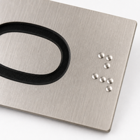 Placa de Señalización de Número de Piso en Braille de Acero Inoxidable, Puntos Táctiles en Relieve, Señalización de Nivel de Puerta de Habitación y Ascensor, Autoadhesiva
