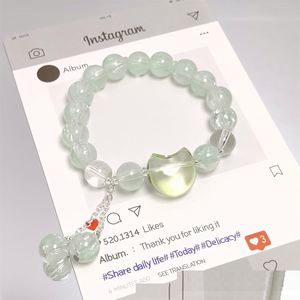 Trendy Colorful Sweet Fantasy Popcorn Cracked <b>Beads</b> <b>Bracelet</b> for Women GirlsColored Opal Crystal Cat Charm Pendant Hand <b>Bracelet</b> - Product Image 5