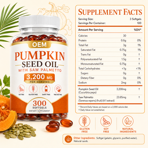 Cápsulas de aceite de semilla de calabaza para adultos, 60 unidades, para mejorar la densidad ósea con Saw Palmetto - Product Image 2