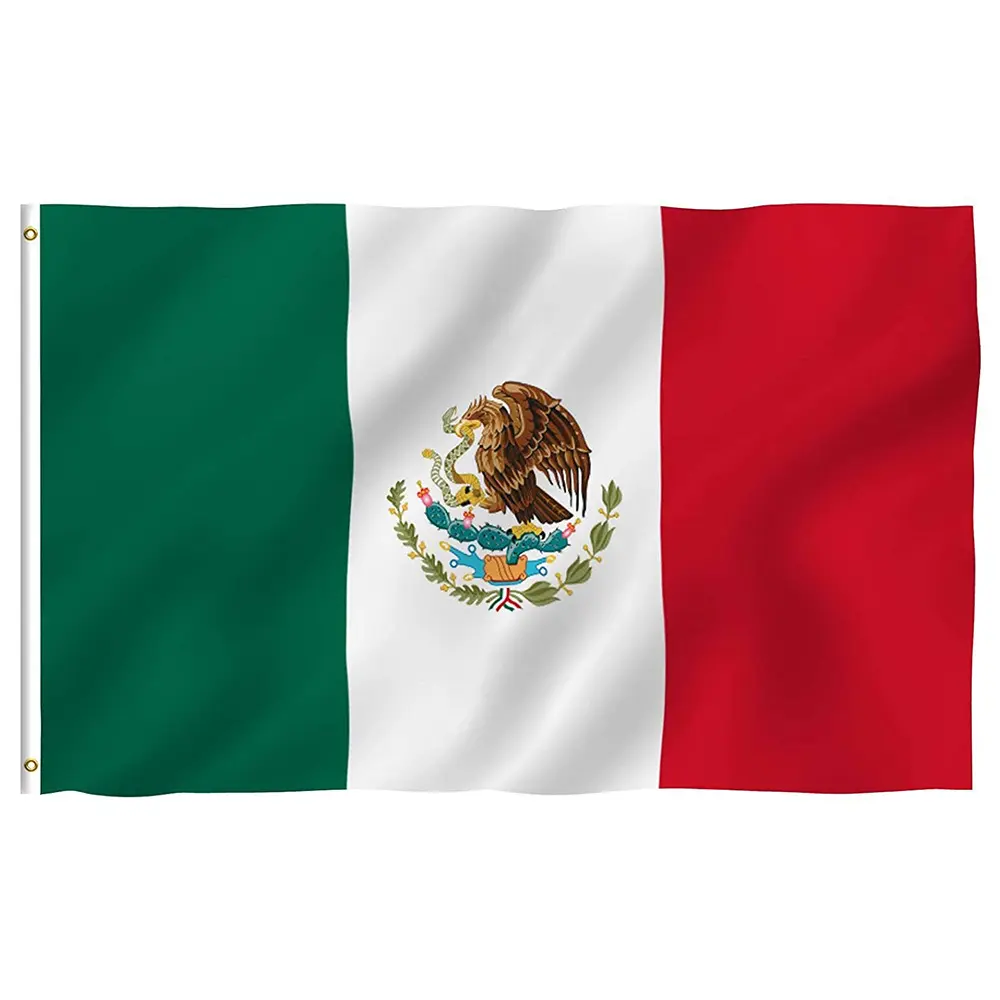 Özel 90x150cm meksika 3x5 Ft bayrak serigraf baskı uçan meksika bayrağı meksika