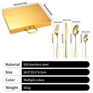 Wholesale High Quality Mirror Gold Cutlery Stainless Steel 24Pcs Knife Spoon Fork <b>Set</b> Wedding Flatware Gift <b>for</b> Sale - Product Image 4