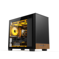 Ruix Matrix Mesh Panel Mid-Tower Wooden Gaming PC Case Left Side Tempered Glass Novelty & Fashion MicroATX Desktop Computer Case