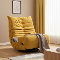 Canapé moderne fonctionnel en tissu chenille orange de luxe, fauteuil inclinable avec repose-pieds